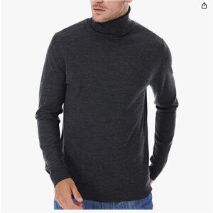 NWT Men‘s Lightweight Merino Wool Turtleneck Sweater Navy Blue XL